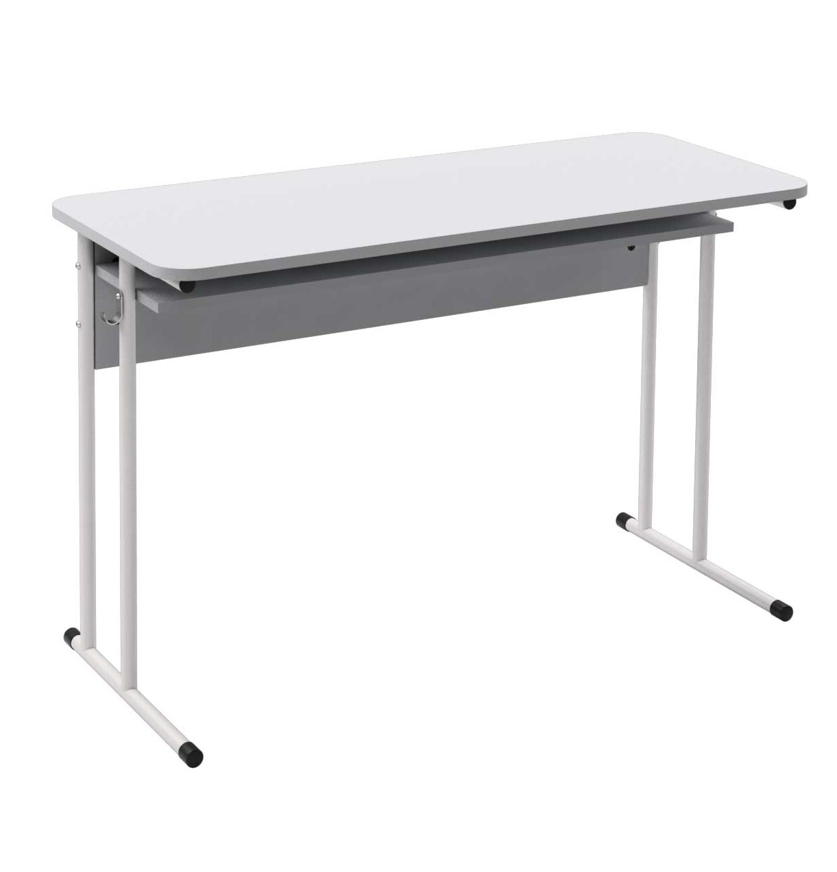 Стіл учнівський 2-місний з полицею, на ростову групу №6, каркас - кругла металева труба, АЛМАНТ, 1200х500х760 мм.